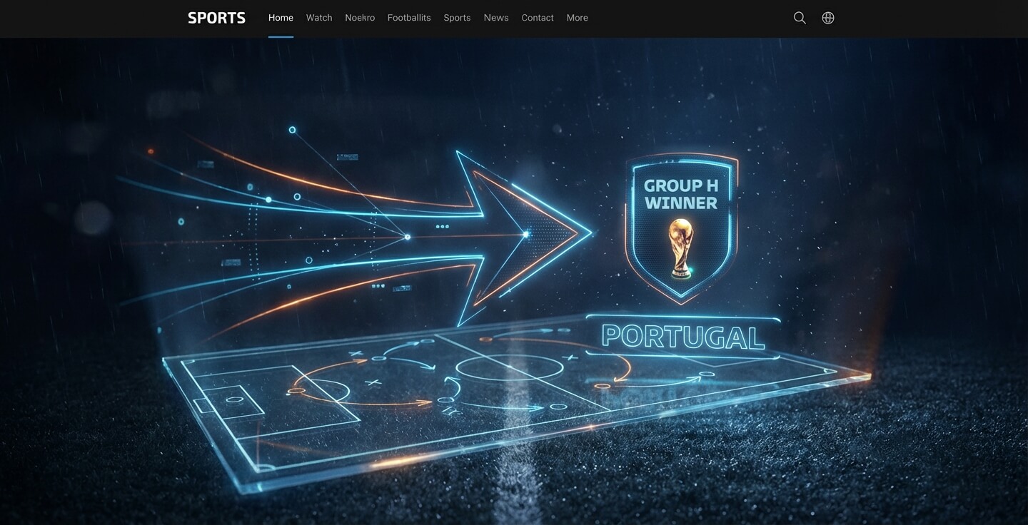 High-tech stadium analysis graphic for World Cup Group H predictions, with digital scoreboards.
